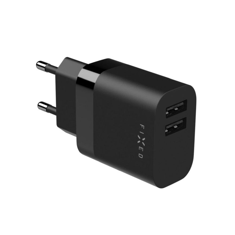Caricabatterie da rete con cavo microUSB Fixed, 17W, 3A, 2 x USB-A, Nero
