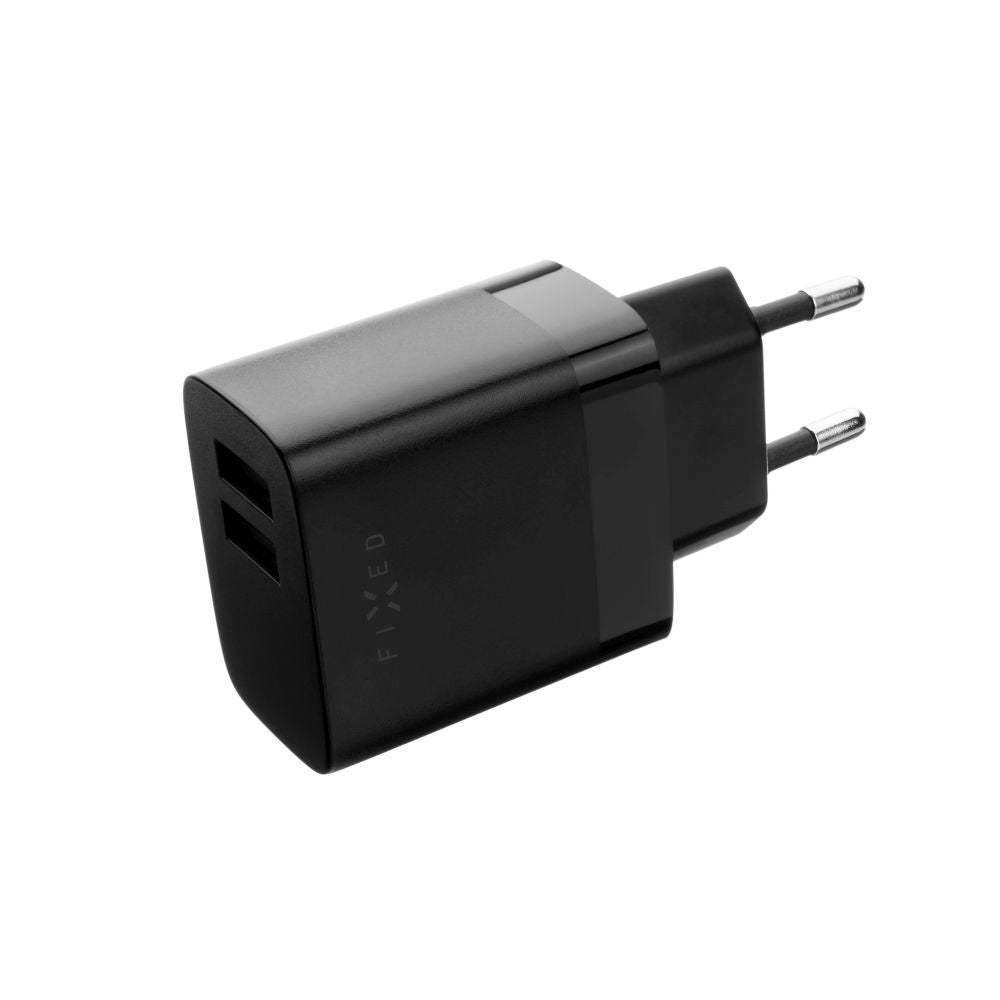 Caricabatterie da rete con cavo microUSB Fixed, 17W, 3A, 2 x USB-A, Nero