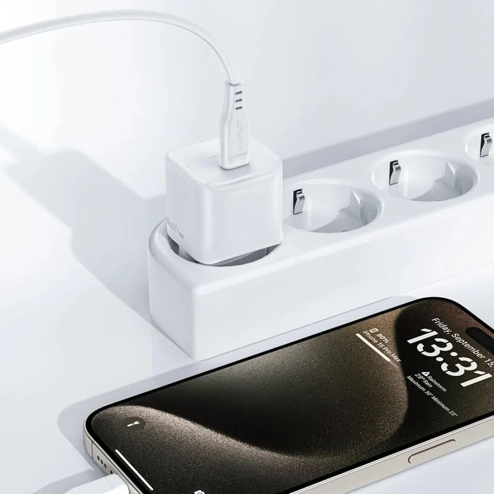 Caricabatterie Rete con Cavo USB-C Acefast A77, 30W, 3A, 1 x USB-C, Bianco