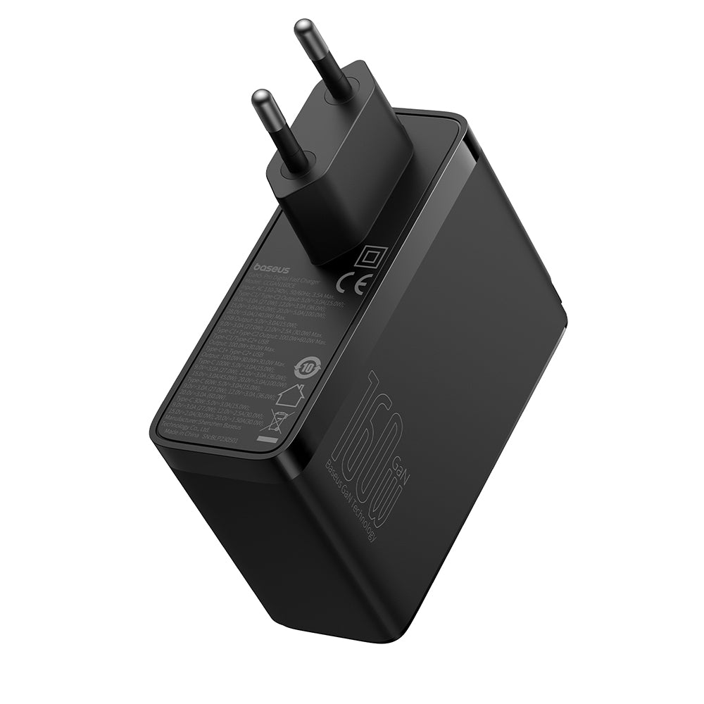 Caricabatterie Rete con Cavo USB-C Baseus GaN5 Pro, 160W, 5A, 1 x USB-A - 2 x USB-C, Nero P10110825113-00