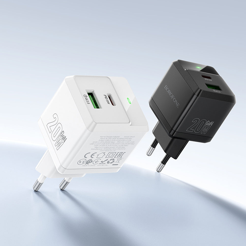 Netzladegerät mit USB-C Kabel Borofone BN19 Intenso, 20W, 3A, 1 x USB-A - 1 x USB-C, Schwarz