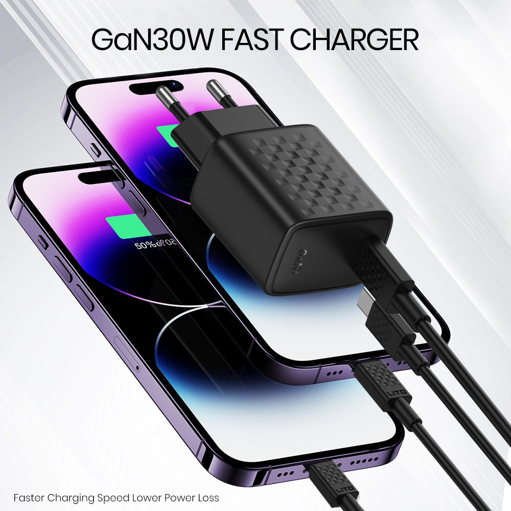 Caricabatterie Retea Con Cavo USB-C Lito LC17T, 30W, 3A, 1 x USB-C, Nero