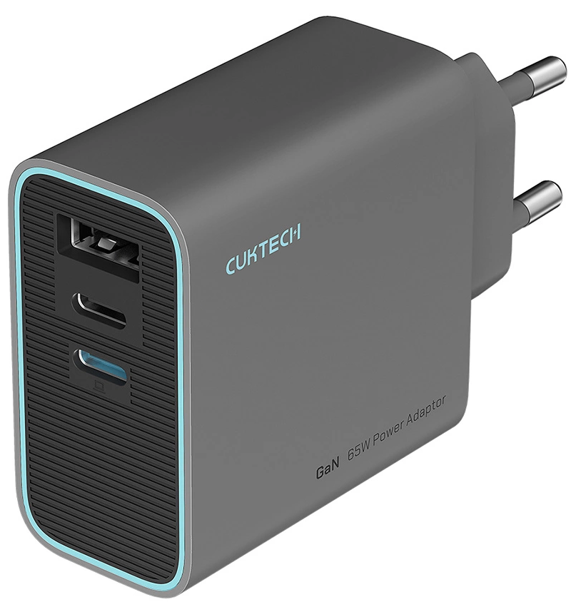 Caricabatterie Retea Cuktech, 65W, 3A, 1 x USB-A - 2 x USB-C, Grigio CUKAD653EUGR