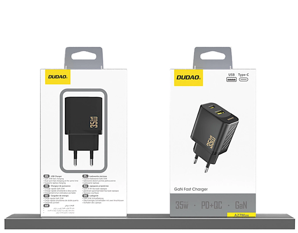 Dudao A27 Max Netzladegerät, 35W, 1 x USB-A - 1 x USB-C, Schwarz