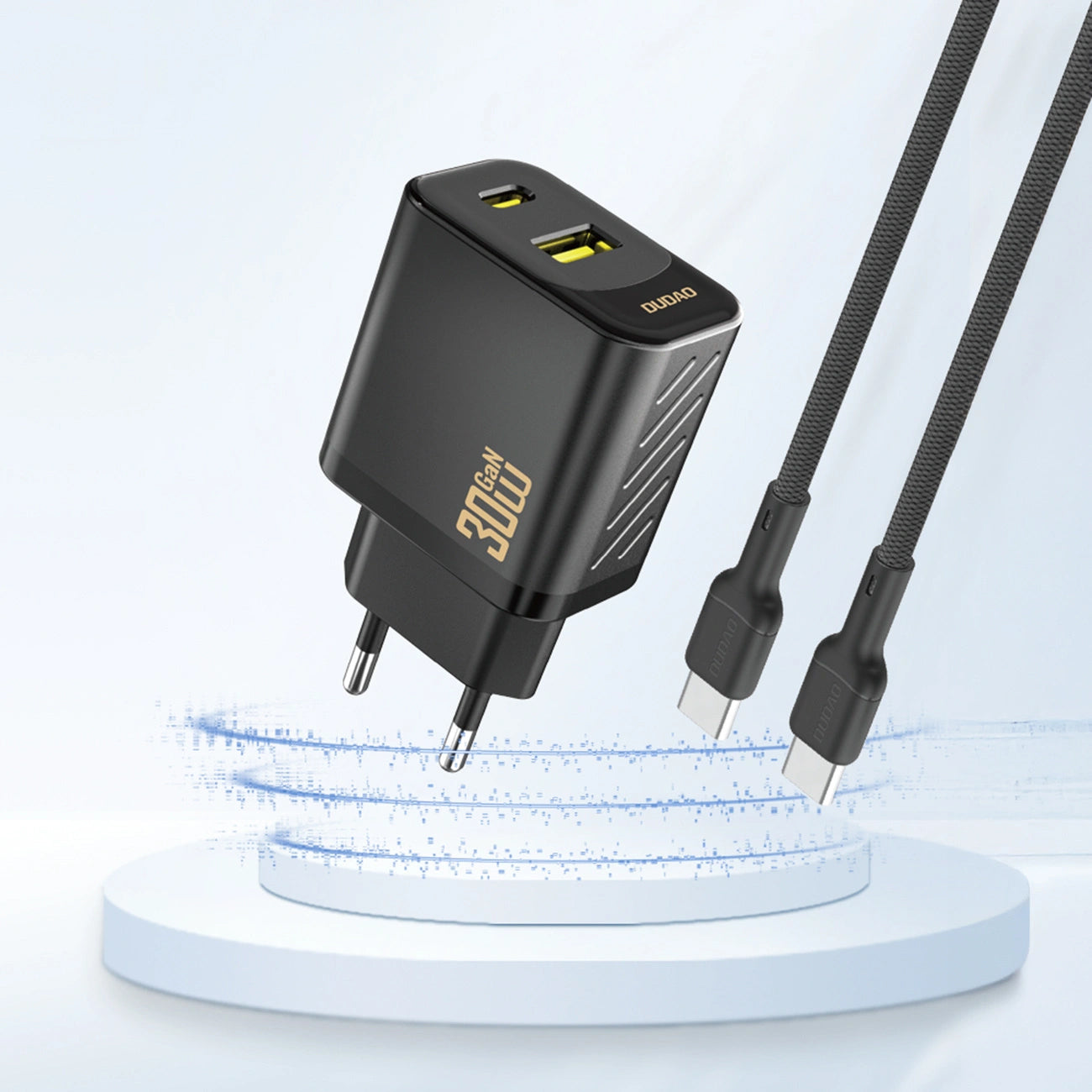 Caricabatterie Rete Dudao A27TEU, 30W, 3A, 1 x USB-A - 1 x USB-C, Nero
