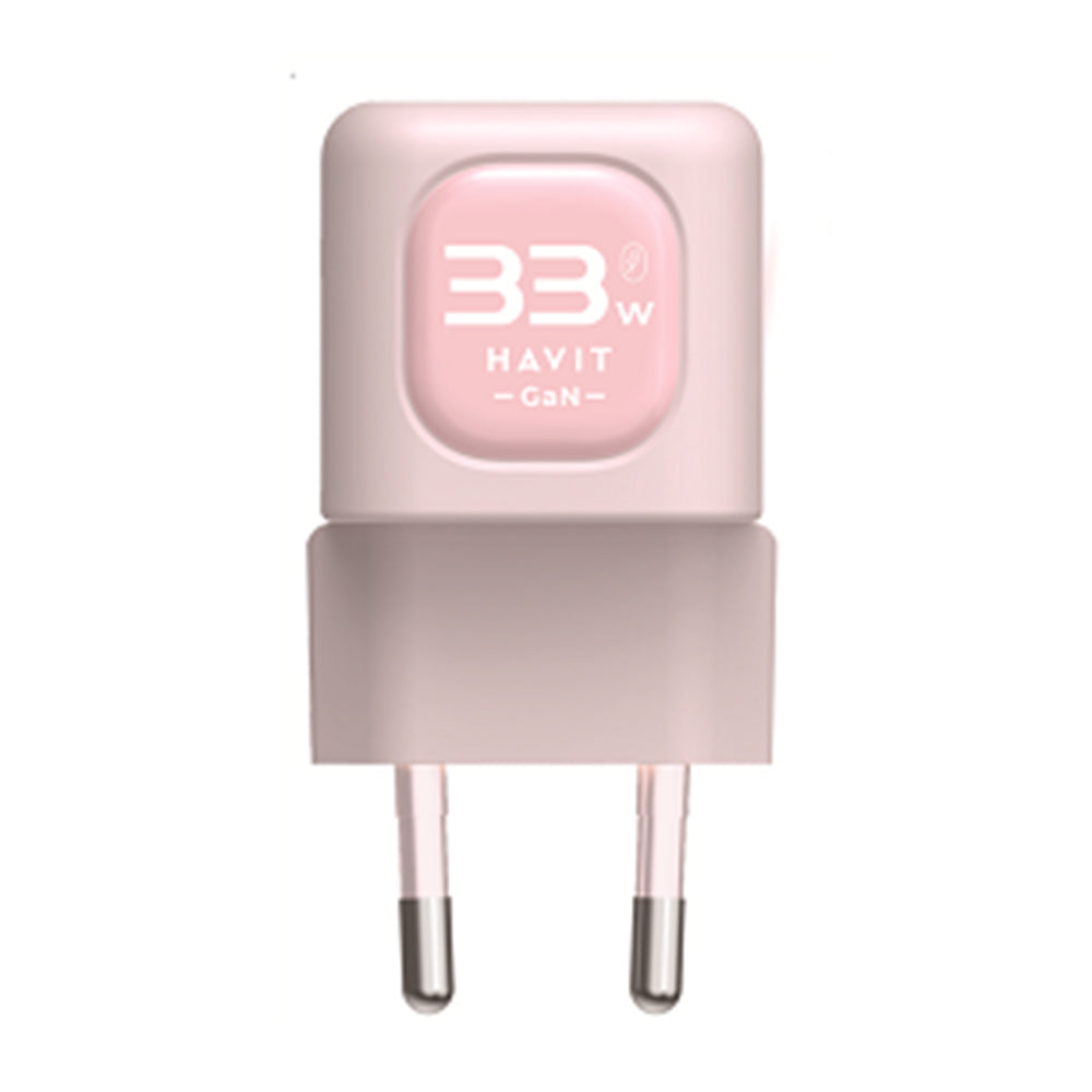 Chargeur Réseau HAVIT UC230, 33W, 3A, 1 x USB-A - 1 x USB-C, Rose