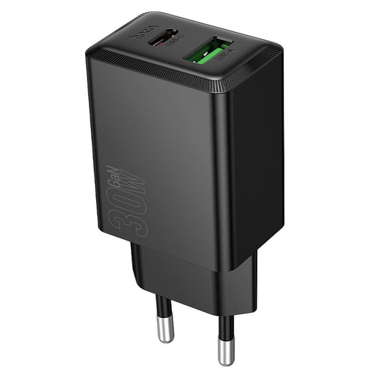 Chargeur Réseau HOCO N71, 30W, 3A, 1 x USB-A - 1 x USB-C, Noir