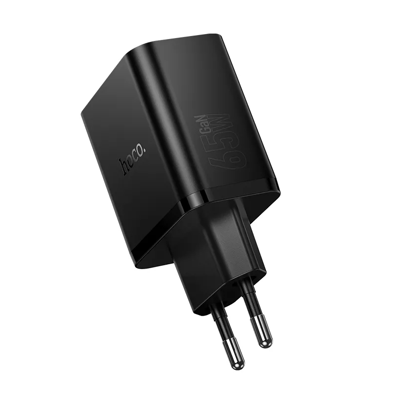 Caricabatterie da Rete HOCO N75, 65W, 3A, 1 x USB-A - 2 x USB-C, Nero