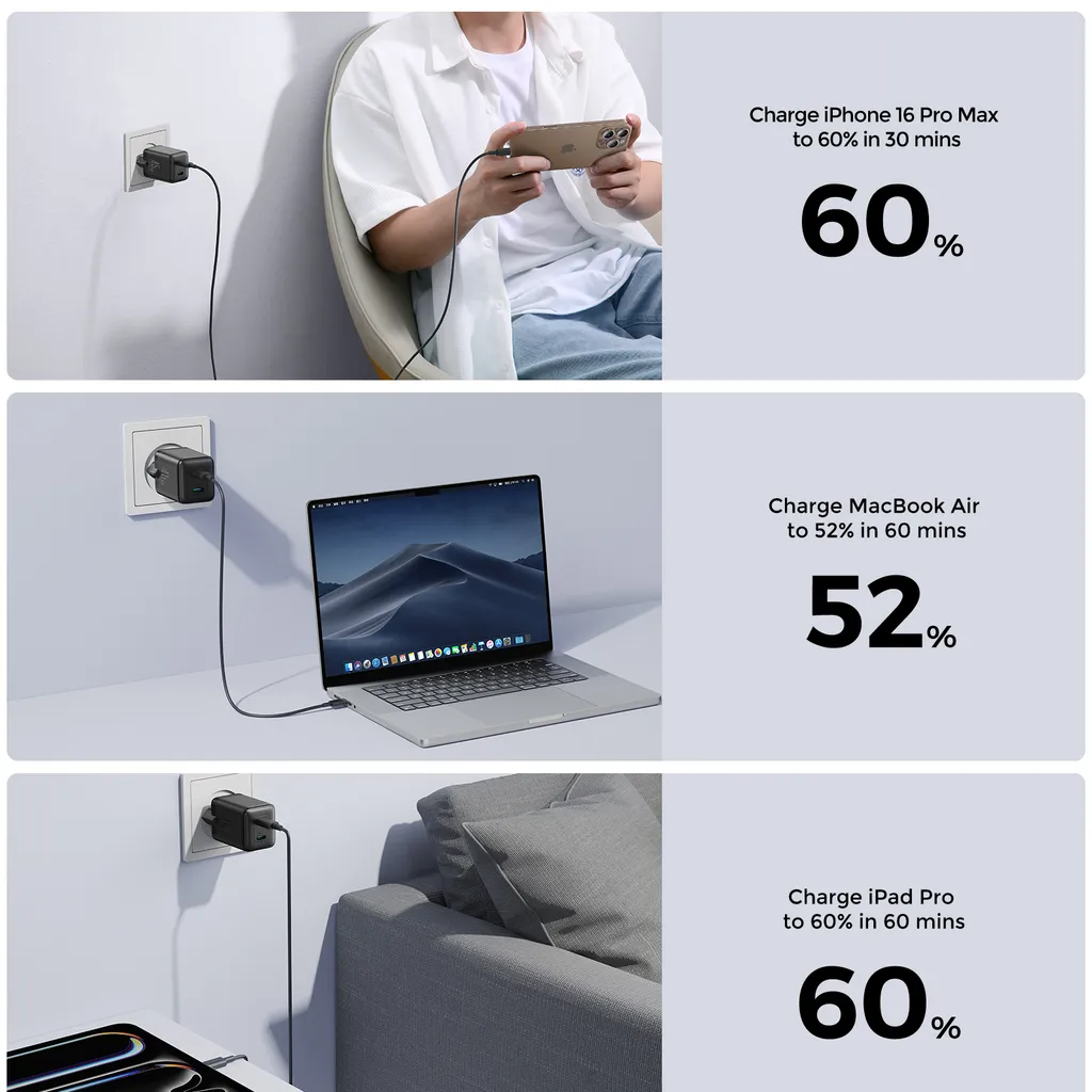 Chargeur Réseau Joyroom JR-TCG17, 45W, 3A, 2 x USB-C, Noir