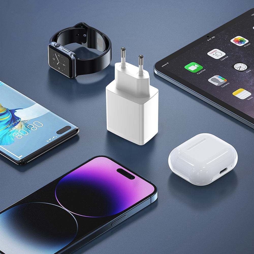 Caricabatterie Retea Lito LC09, 20W, 3A, 1 x USB-A - 1 x USB-C, Bianco