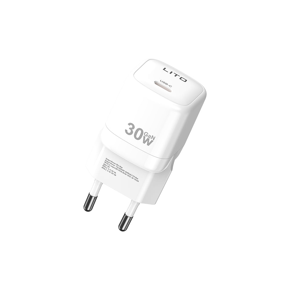 Netzladegerät Lito LC11, 30W, 3A, 1 x USB-C, Weiß
