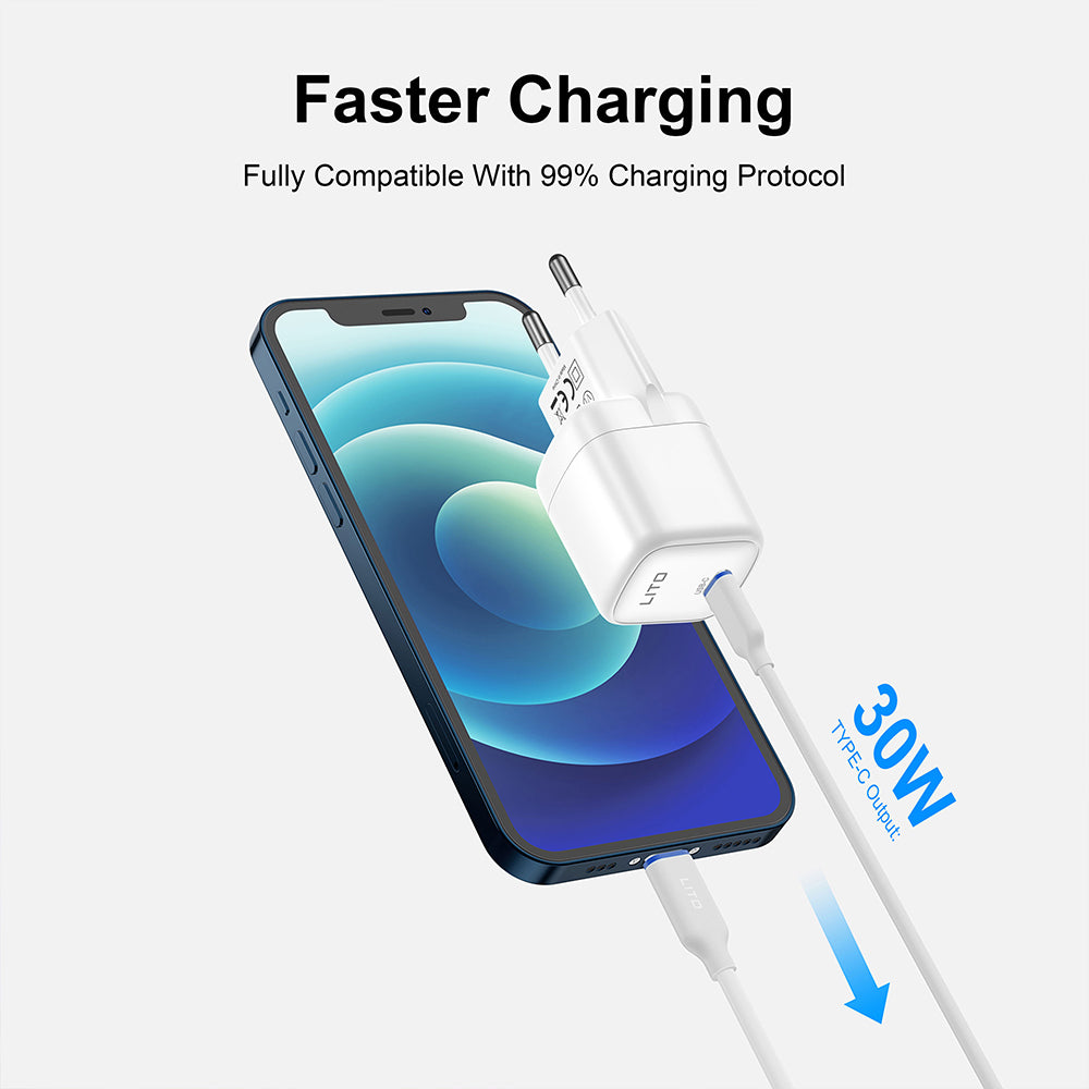 Netzladegerät Lito LC11, 30W, 3A, 1 x USB-C, Weiß