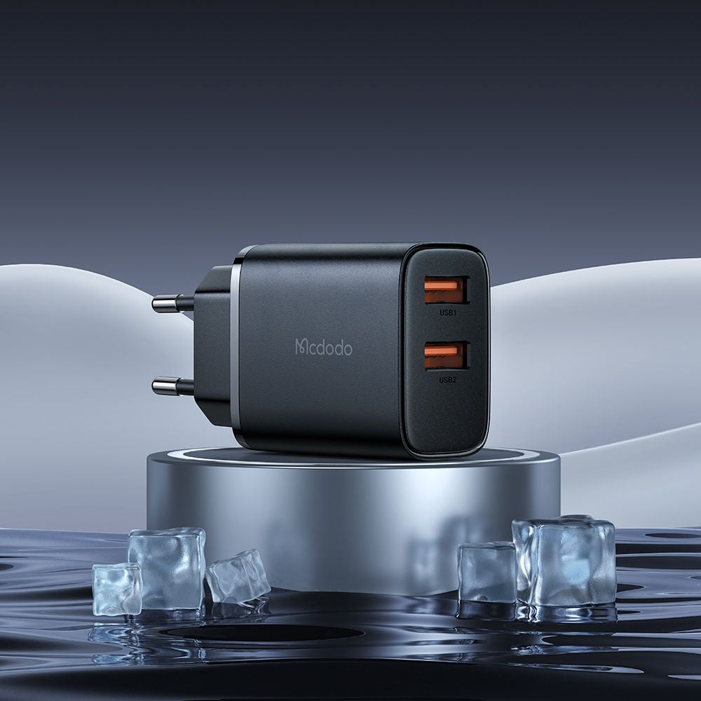 Caricabatterie Retea McDodo CH-5070 Beryllium, 12W, 2.4A, 2 x USB-A, Nero