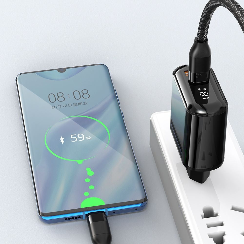 Caricabatterie Rete McDodo CH-7170 Chocolate Display, 20W, 3A, 1 x USB-A - 1 x USB-C, Nero