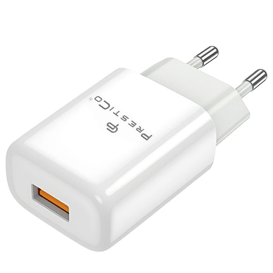 Netzwerk-Ladegerät Prestico F7, 12W, 2,4A, 1 x USB-A, Weiß