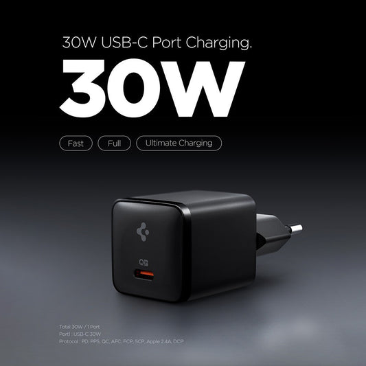 Spigen Netzladegerät EE301EU Essential, 30W, 3A, 1 x USB-C, Schwarz ACH09493