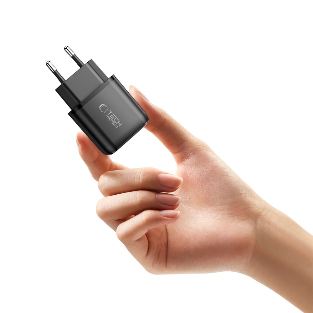 Caricabatterie Rete Tech-Protect NCA45W, 45W, 3A, 1 x USB-A - 1 x USB-C, Nero