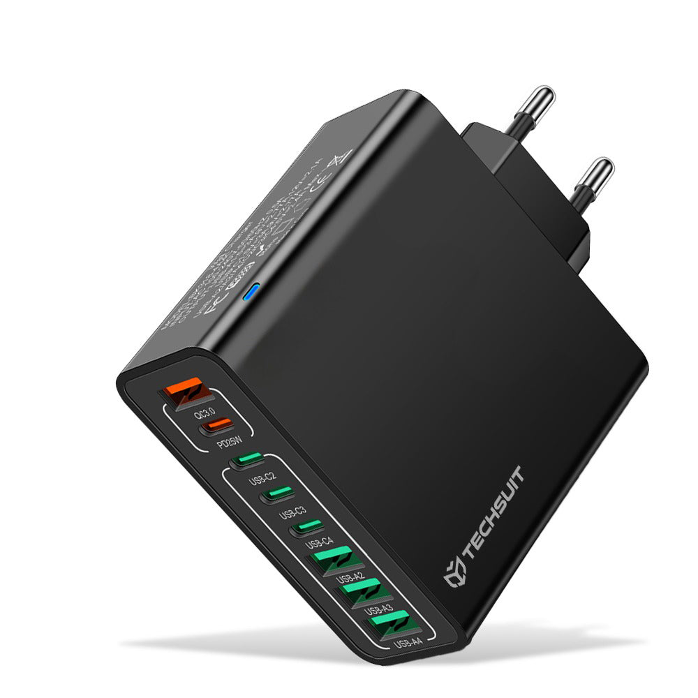 Chargeur Réseau Techsuit CHPD224, 65W, 3.25A, 4 x USB-A - 4 x USB-C, Noir