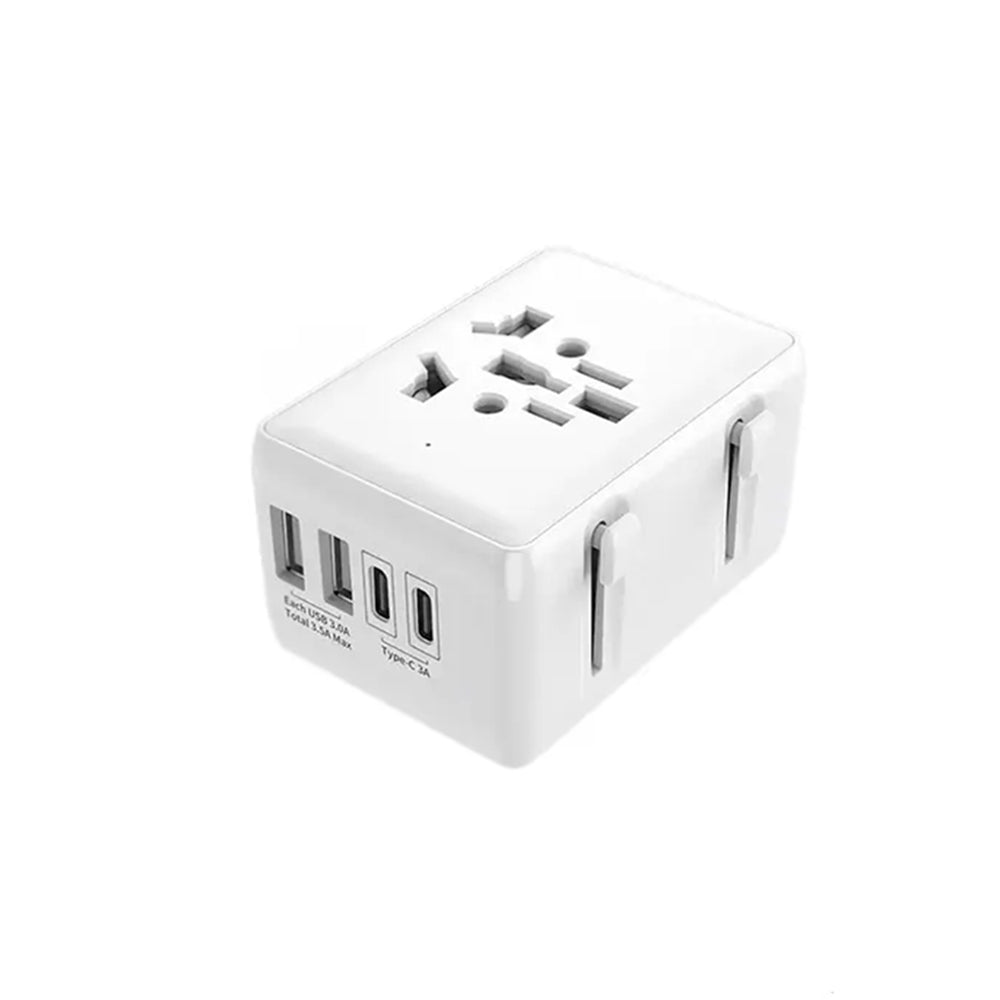 Chargeur Réseau Techsuit HHT203A Travel, 20W, 3A, 2 x USB-A - 2 x USB-C, Blanc