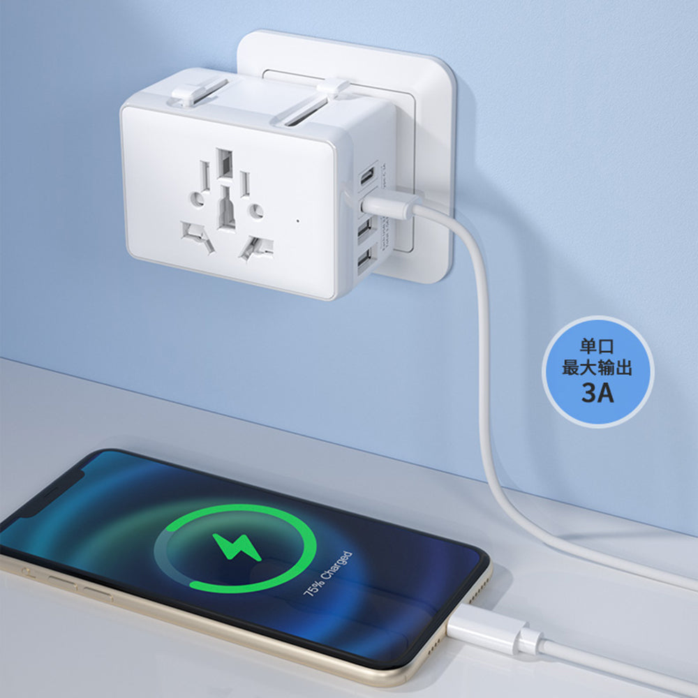 Chargeur Réseau Techsuit HHT203A Travel, 20W, 3A, 2 x USB-A - 2 x USB-C, Blanc