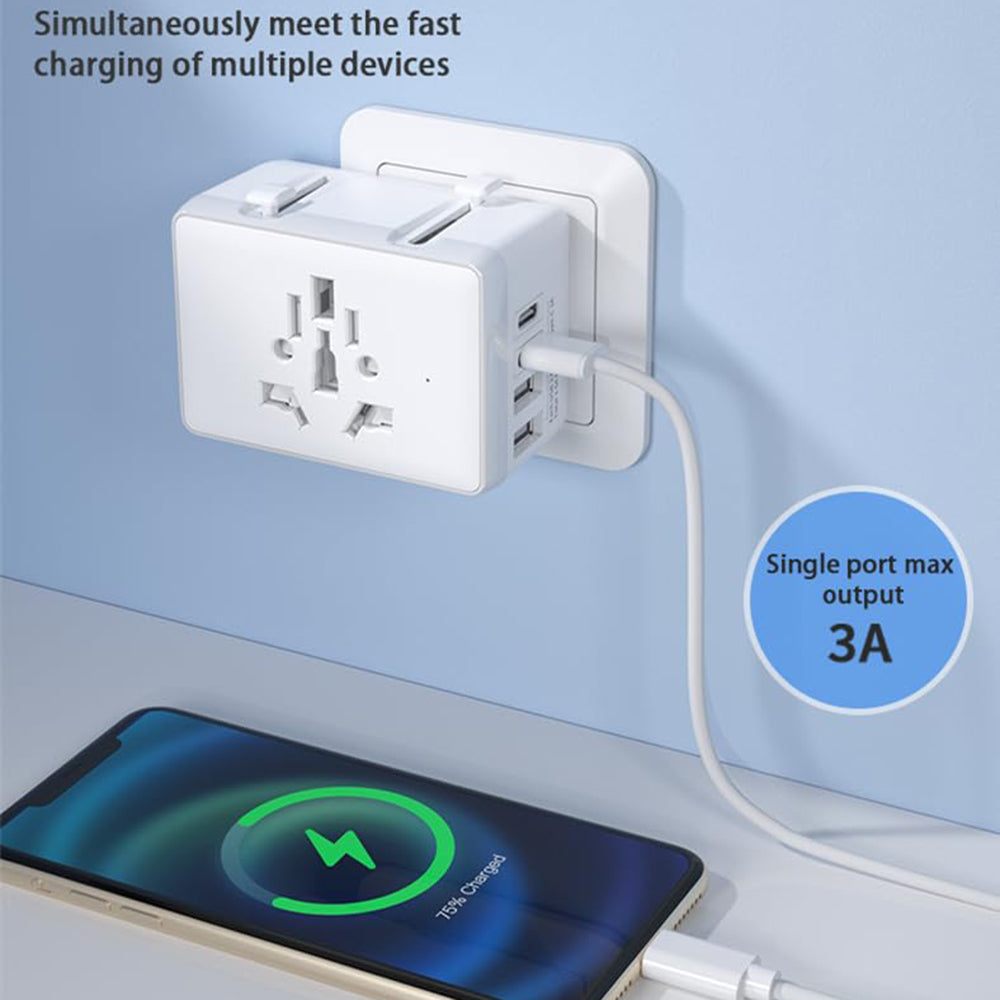 Caricabatterie da Rete Techsuit HHt204A Travel, 15W, 3A, 2 x USB-A - 2 x USB-C, Bianco