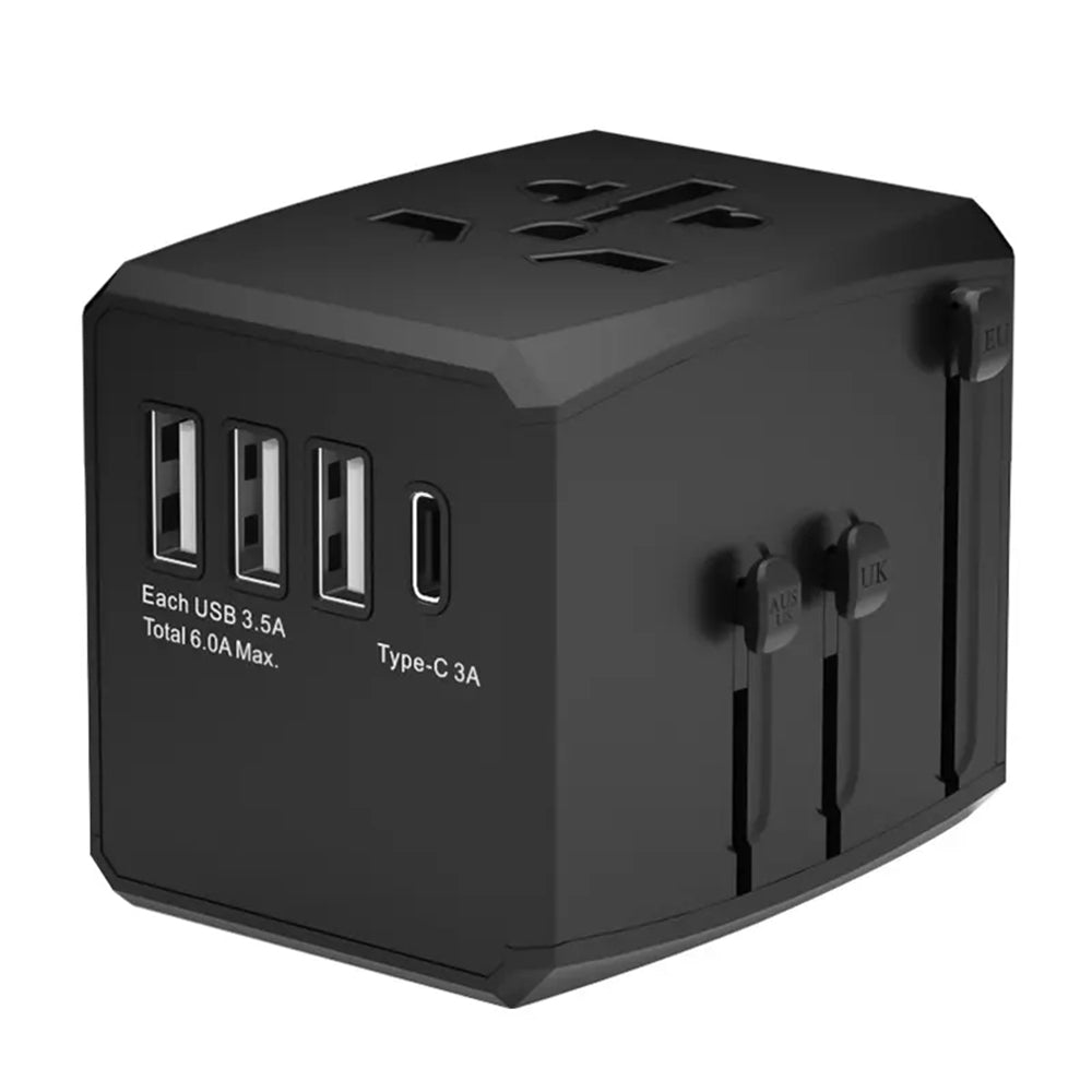 Netzladegerät Techsuit HHT904-B1 Travel, 15W, 3A, 3 x USB-A - 1 x USB-C, Schwarz
