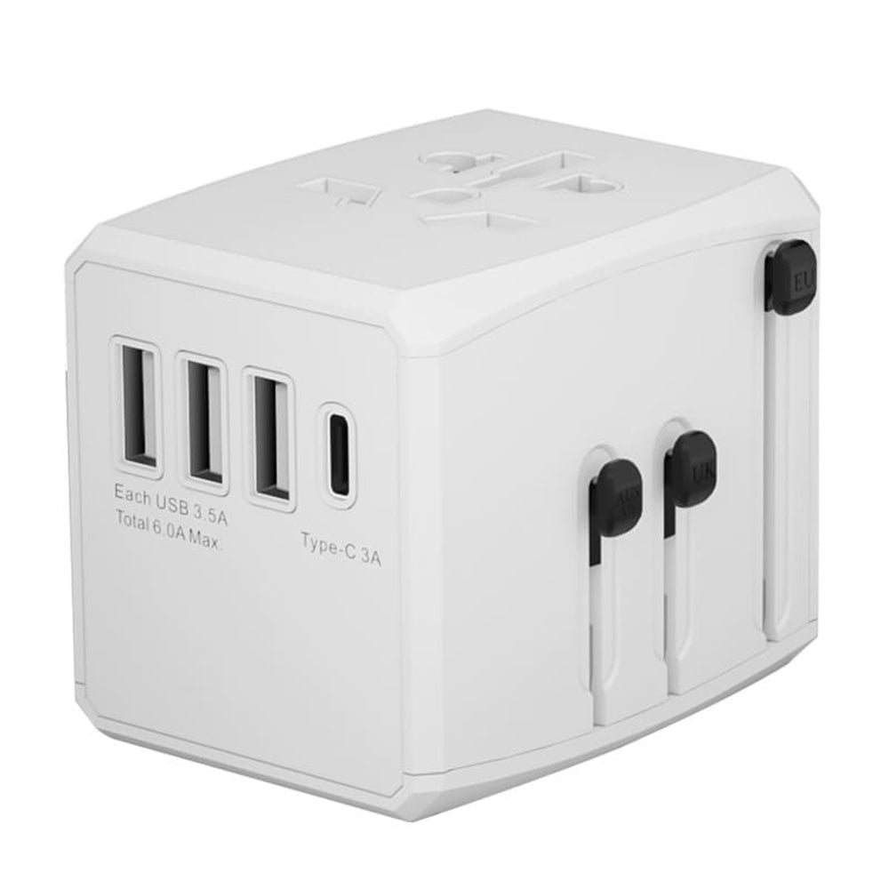 Chargeur Réseau Techsuit HHT904-B3 Travel, 30W, 3A, 3 x USB-A - 1 x USB-C, Blanc