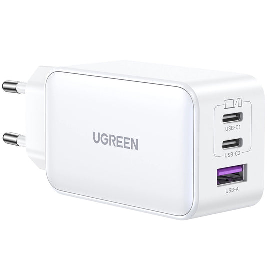 Netzwerk-Ladegerät UGREEN CD244, 65W, 3A, 1 x USB-A - 2 x USB-C, Weiß