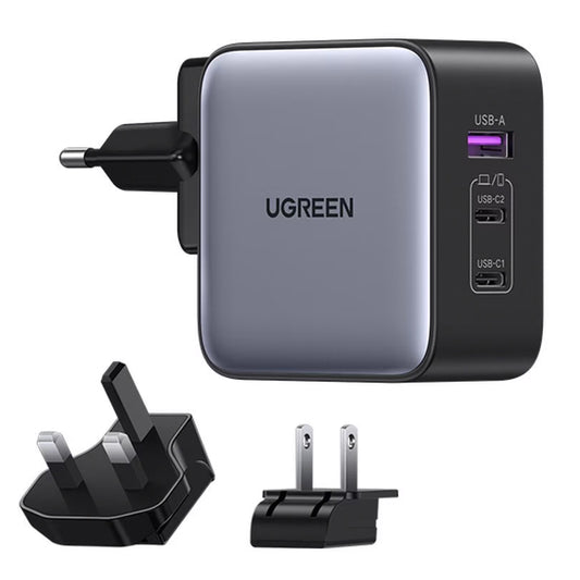 Netzwerk-Ladegerät UGREEN CD296, 65W, 5A, 1 x USB-A - 2 x USB-C, Grau