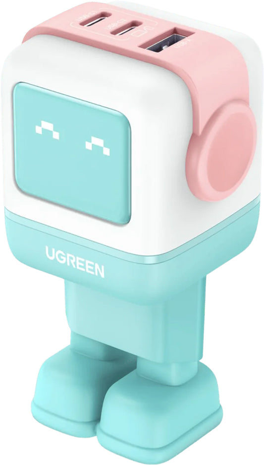 Chargeur réseau UGREEN CD361 Uno, 65W, 3.25A, 1 x USB-A - 2 x USB-C, Turquoise