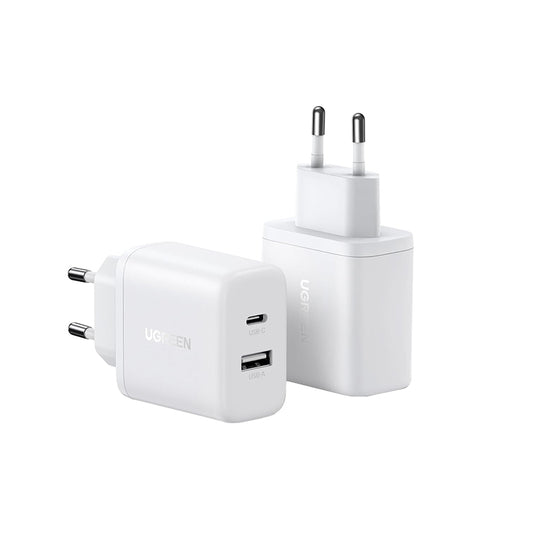 Chargeur Réseau UGREEN X227, 20W, 3A, 1 x USB-A - 1 x USB-C, Blanc