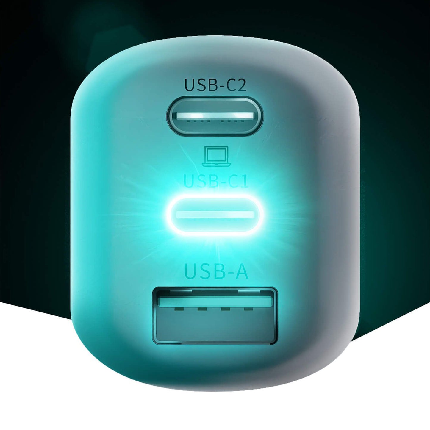 3MK HyperCharger Netzladegerät, 65W, 5A, 1 x USB-A - 2 x USB-C, Weiß