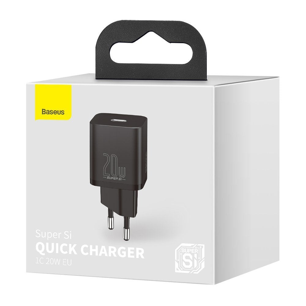 Baseus Super Si Netzwerk-Ladegerät, 20W, 3A, 1 x USB-C, Schwarz CCSUP-B01
