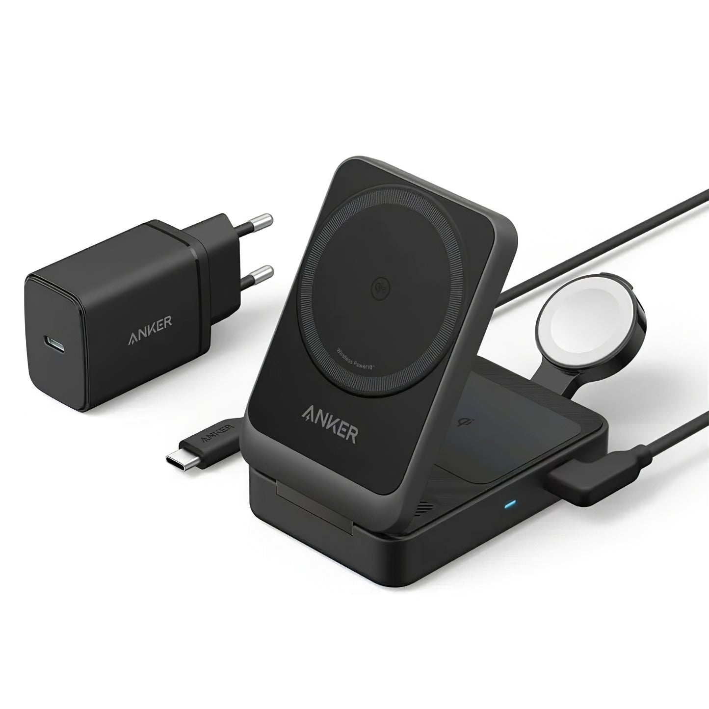 Caricabatterie Wireless Anker MagGo 3in1, 15W, 1.67A, Nero B2557311