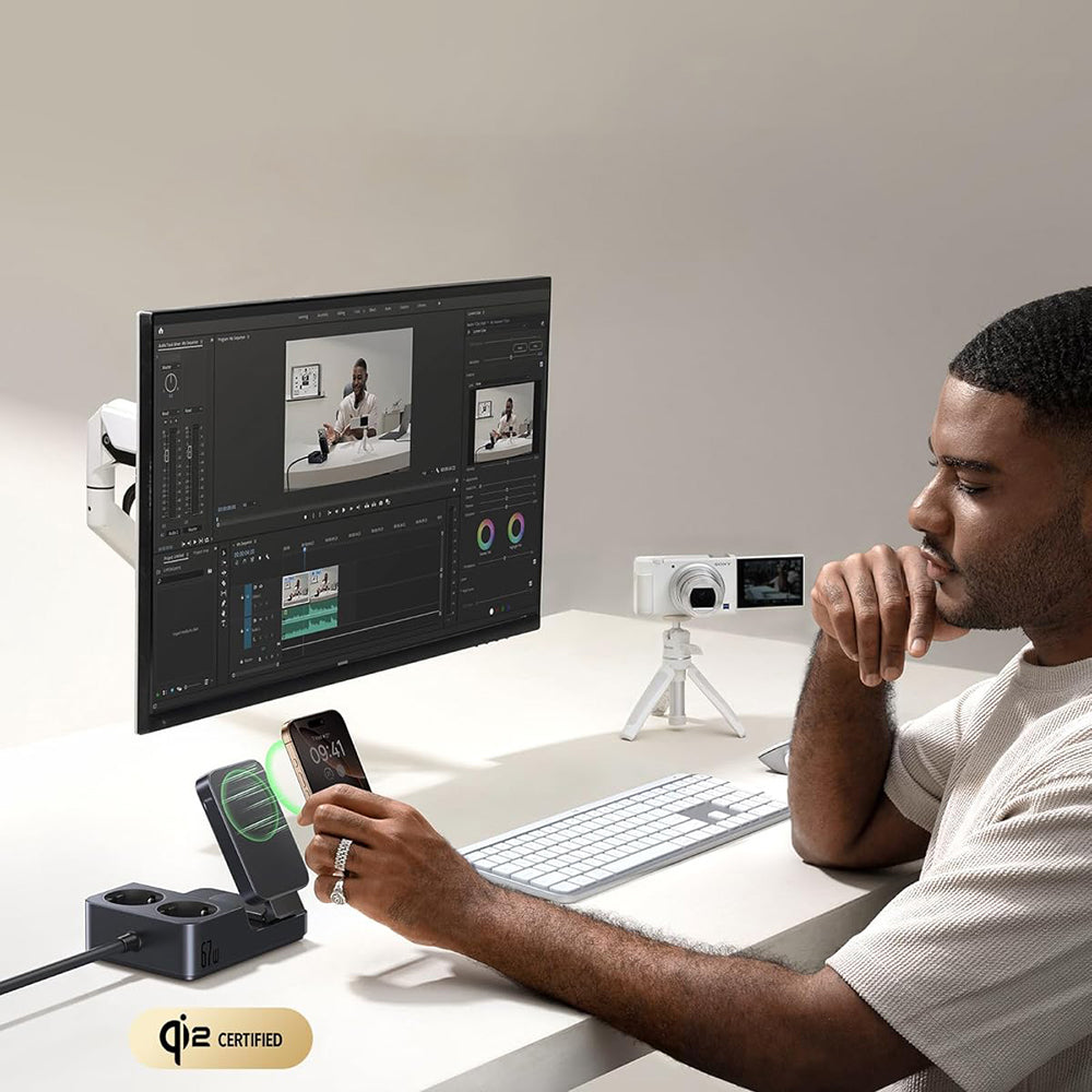 Baseus Nomos ND11 QI 6in1 Ladestation, 67W, 3.35A, 1 x USB-A - 2 x USB-C - 2 x Schuko, Schwarz P80015804213-00