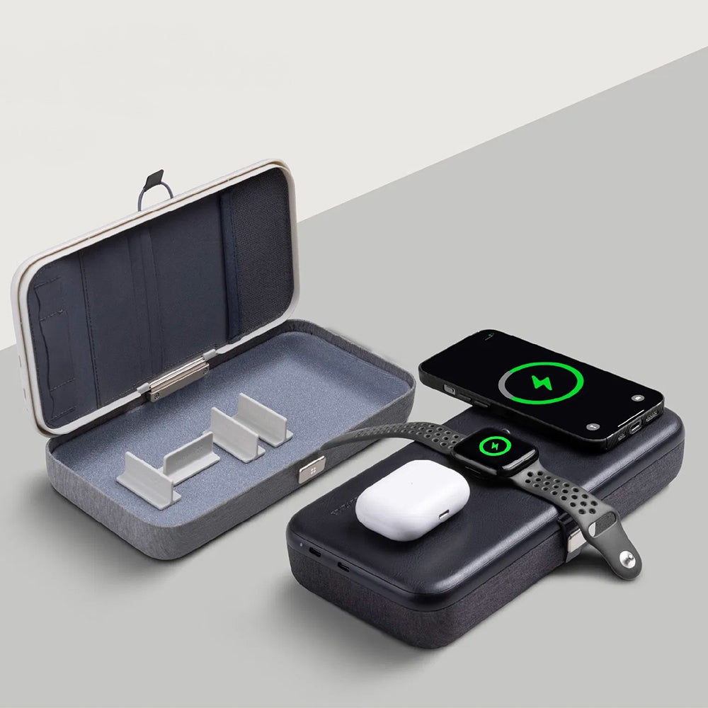 Caricabatterie Wireless Retea Edizard PowerCube 3in1, 65W, 3.25A, 1 x USB-C, Grigio