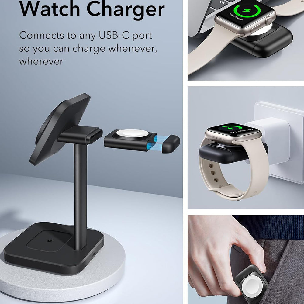 Chargeur Réseau Sans Fil ESR HaloLock 3en1, 15W, 1.67A, Noir