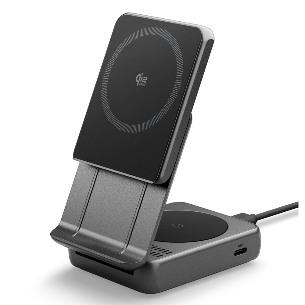 Drahtloses Netzladegerät Spigen EF302MOQ 3in1, 25W, 1 x USB-C, Grau