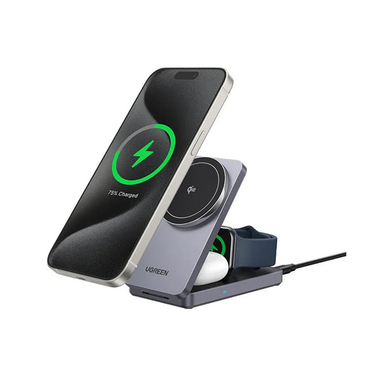 Caricabatterie Wireless UGREEN W707 3in1, 25W, 1.67A, Grigio