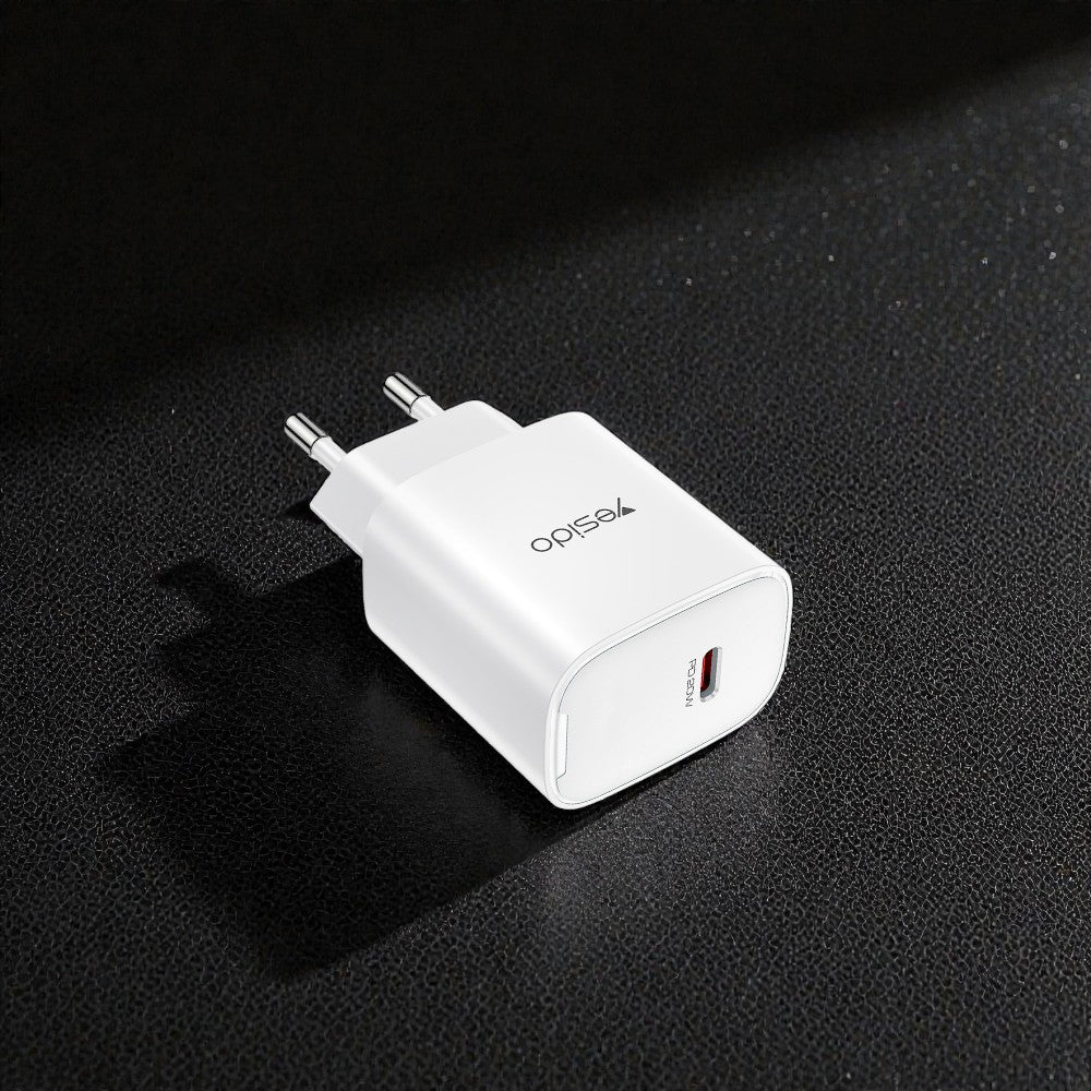 Caricabatterie Rete Yesido YC01E, 20W, 3A, 1 x USB-C, Bianco