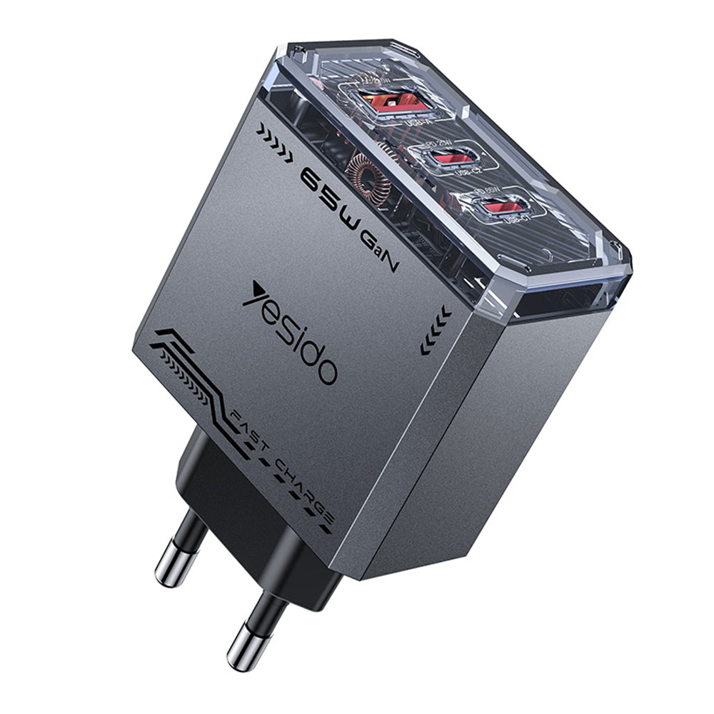 Chargeur Réseau Yesido YC101, 65W, 3.25A, 1 x USB-A - 2 x USB-C, Noir