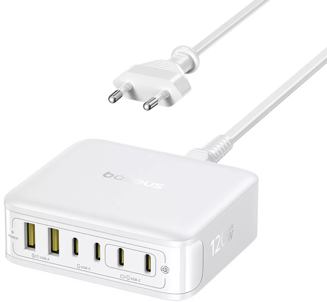 Chargeur Station Baseus EnerFill FH21, 120W, 2 x USB-A - 4 x USB-C, Blanc E0120T01