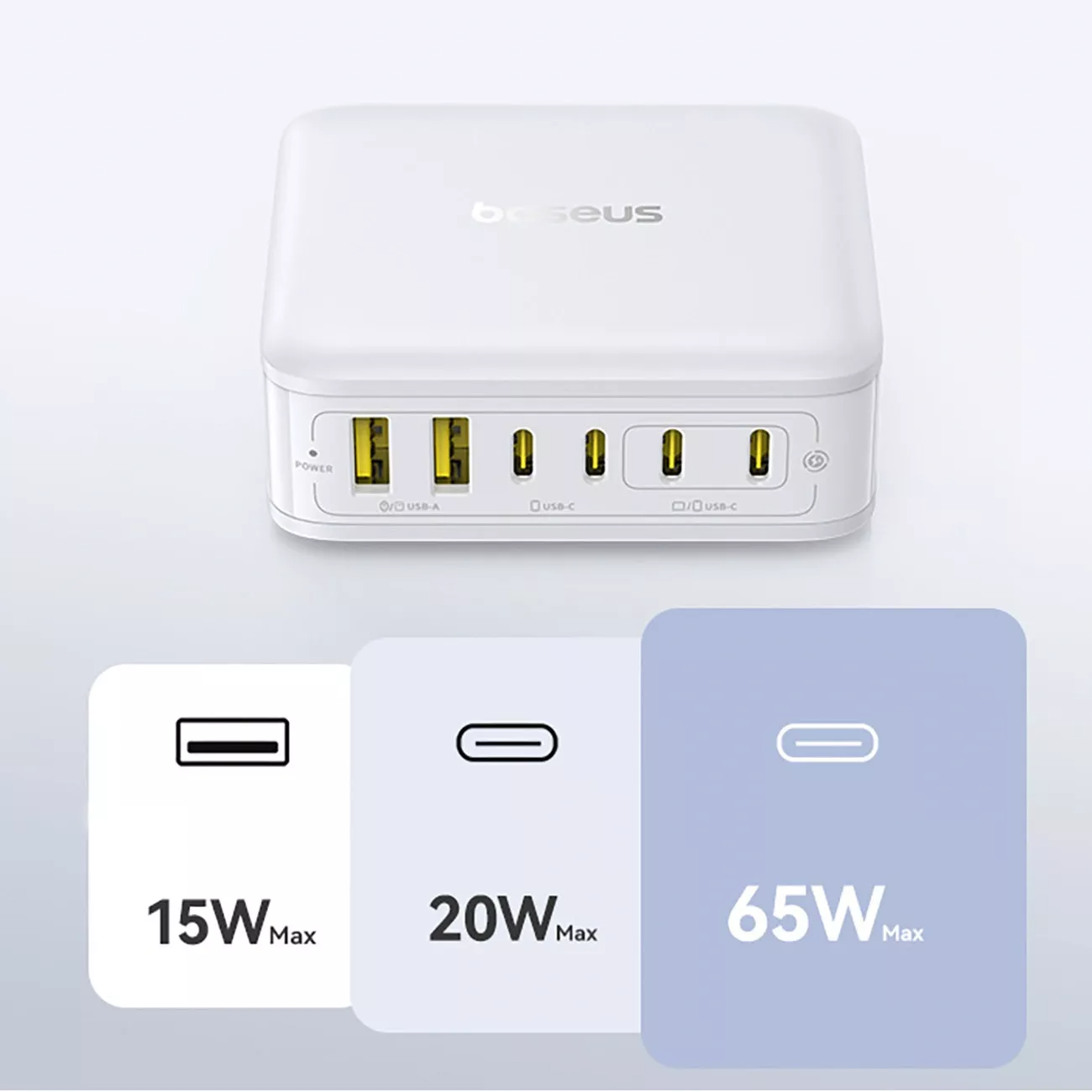 Chargeur Station Baseus EnerFill FH21, 120W, 2 x USB-A - 4 x USB-C, Blanc E0120T01