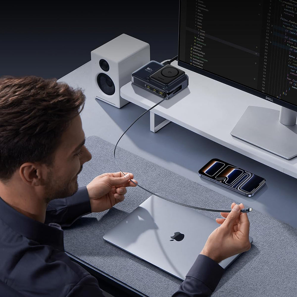 Ladestation Baseus Nomos NH21 QI 5in1, 160W, 5A, 1 x USB-A - 2 x USB-C, Schwarz E0121700