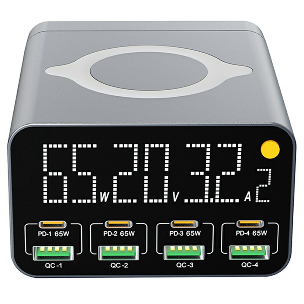 Chargeur Station OEM WLX-M3 QI, 80W, 4 x USB-A - 4 x USB-C, Gris