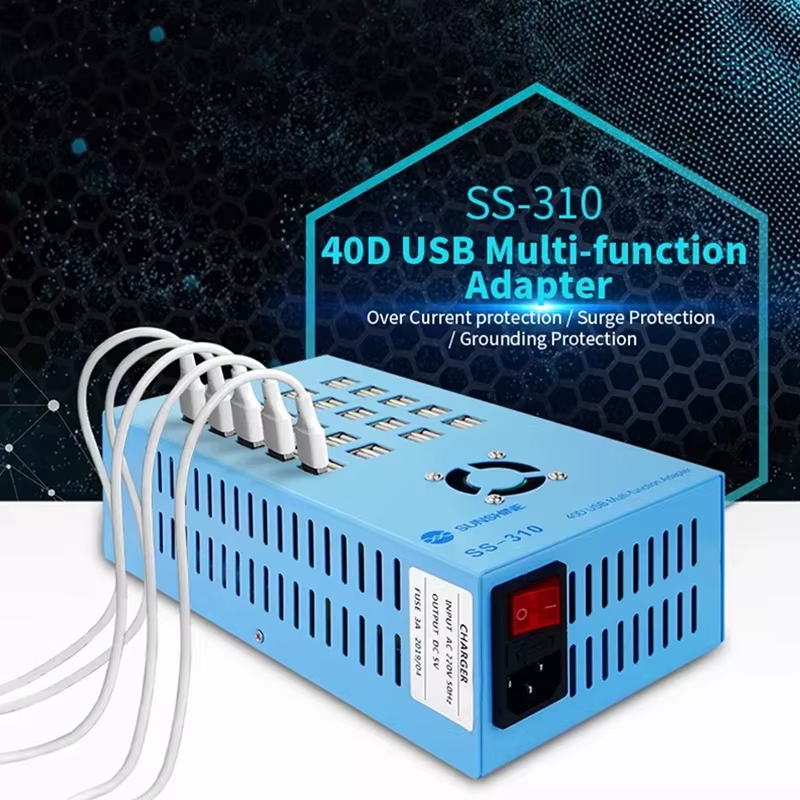 Chargeur Station Sunshine SS-310, 40 x USB-A, Bleu