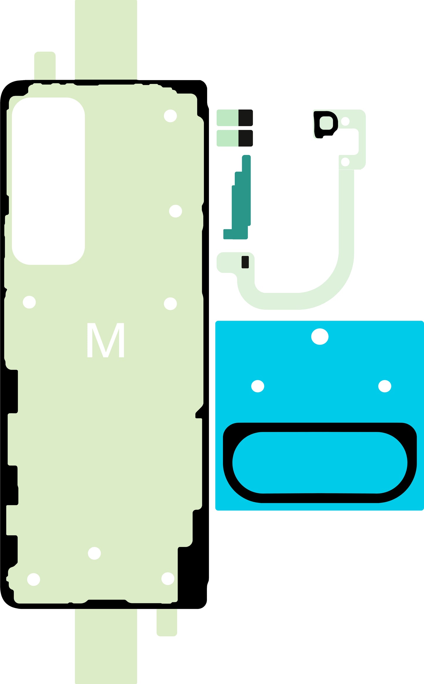 Kit Adesivo Coperchio Batteria Samsung Galaxy Z Fold5 F946, Service Pack GH81-24686A
