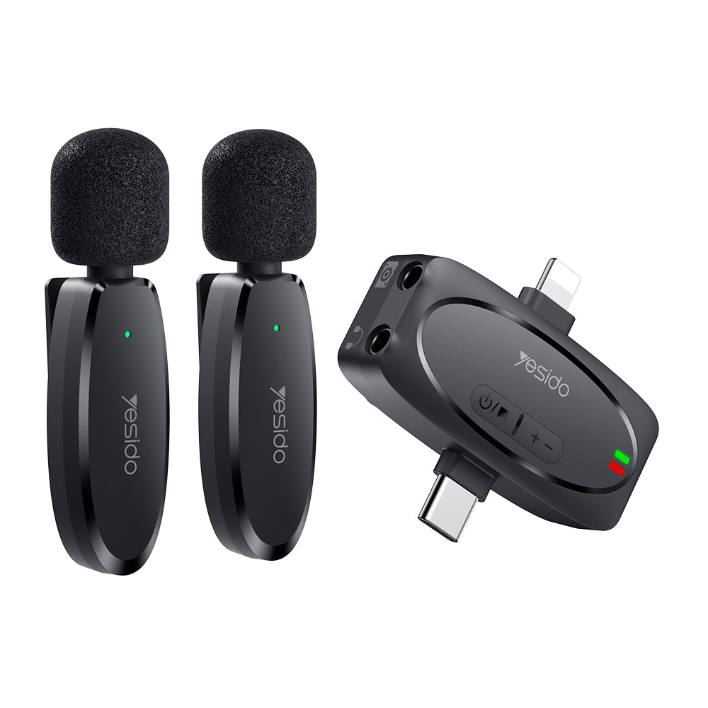 Lavalier Yesido KR15, USB-C / Lightning, Set 2 pezzi, Nero