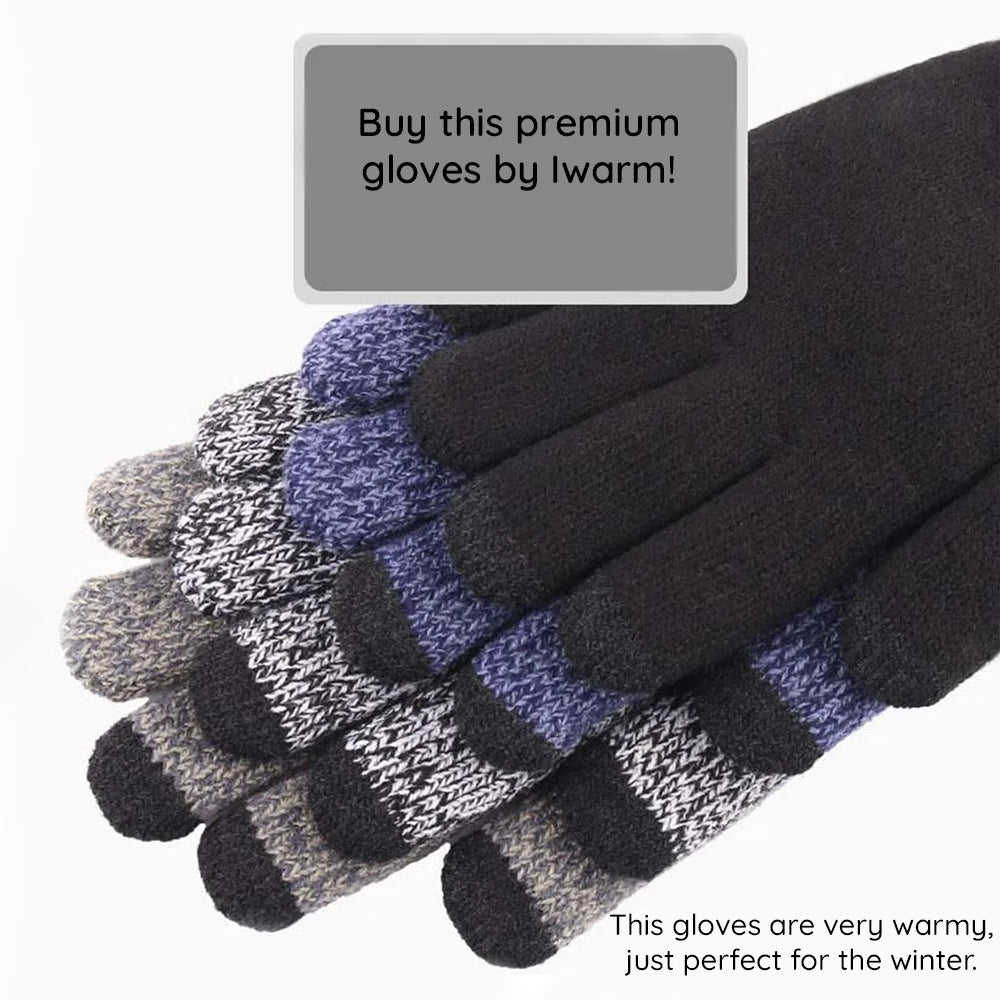 Winter-Touchscreen-Handschuhe Iwarm ST0018, Größe 23cm, Schwarz Grau