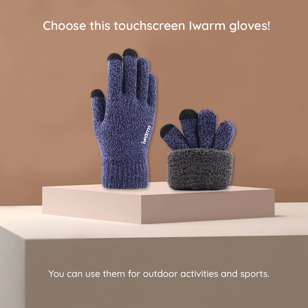 Winter-Touchscreen-Handschuhe Iwarm ST0018, Größe 23cm, Schwarz Grau